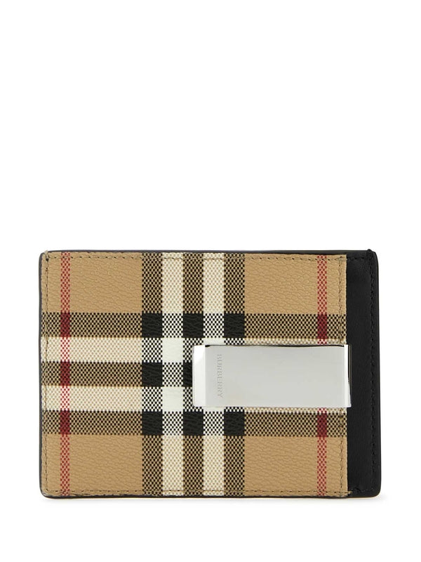 Vintage Check Money Clip Card Wallet