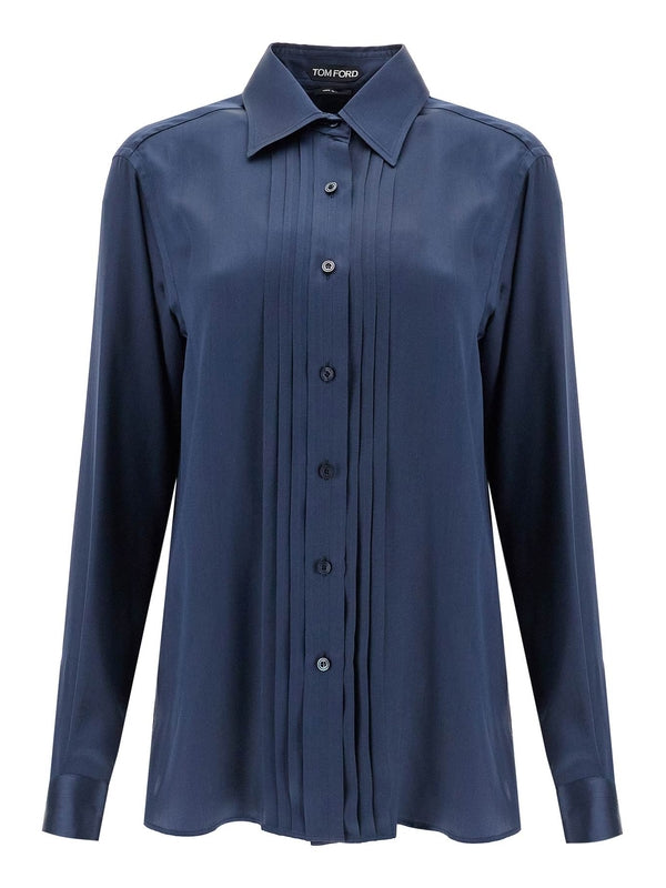 Pleated Detail Silk Shirt