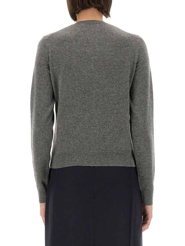 灰色羊绒圆领开衫