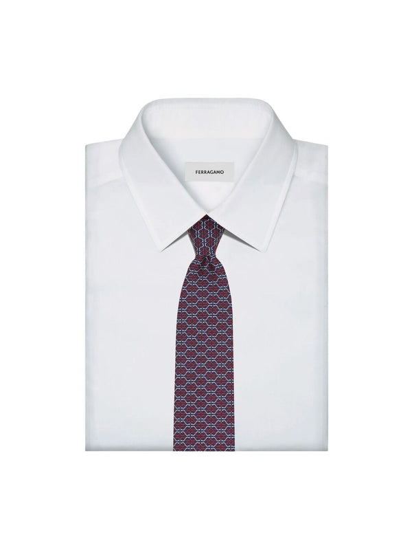 Gancini Pattern Silk Tie