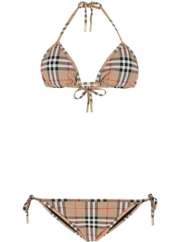 Vintage Check Halter Neck Bikini