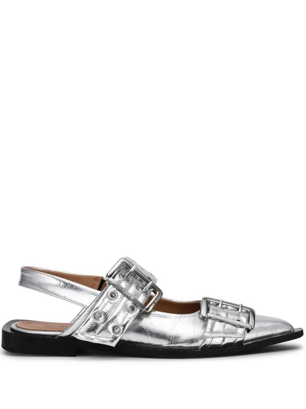 Metallic Slingback Flat Shoes