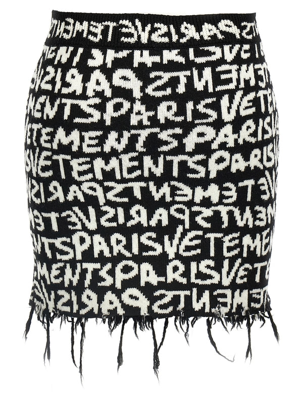 Lettering
  Jacquard Wool Mini Skirt