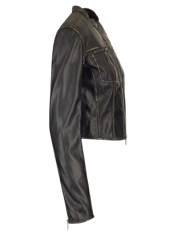 G-Lobe Faux Leather Biker Jacket