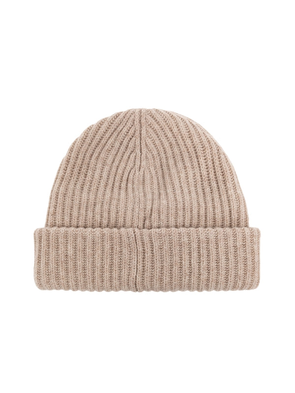 Logo Ribbed Turn-Up Wool Beanie