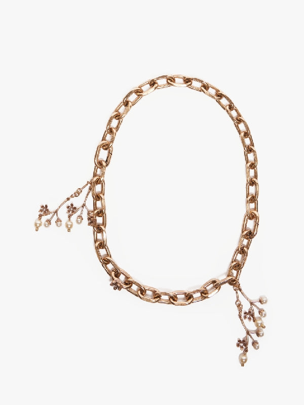 Claudia Pearl-Detail Chain-Link Necklace