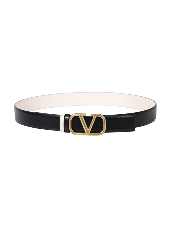 V Logo Leather Belt