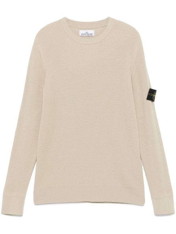 Woven Patch Crewneck Virgin Wool Knit