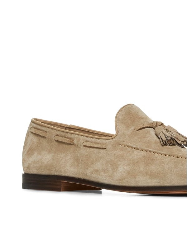 Beige Tassel Calfskin Loafers