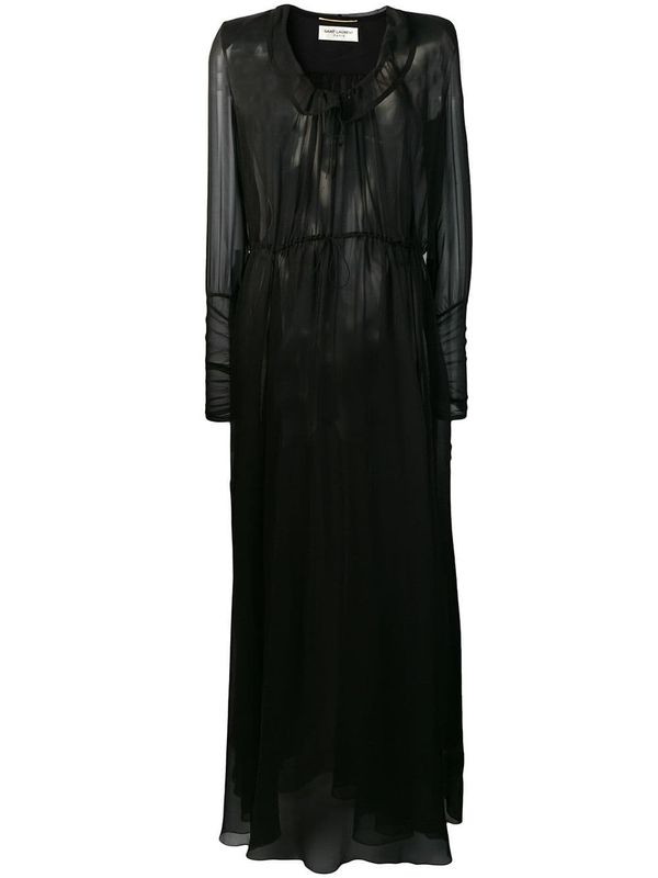 Semi Sheer Silk Long Dress