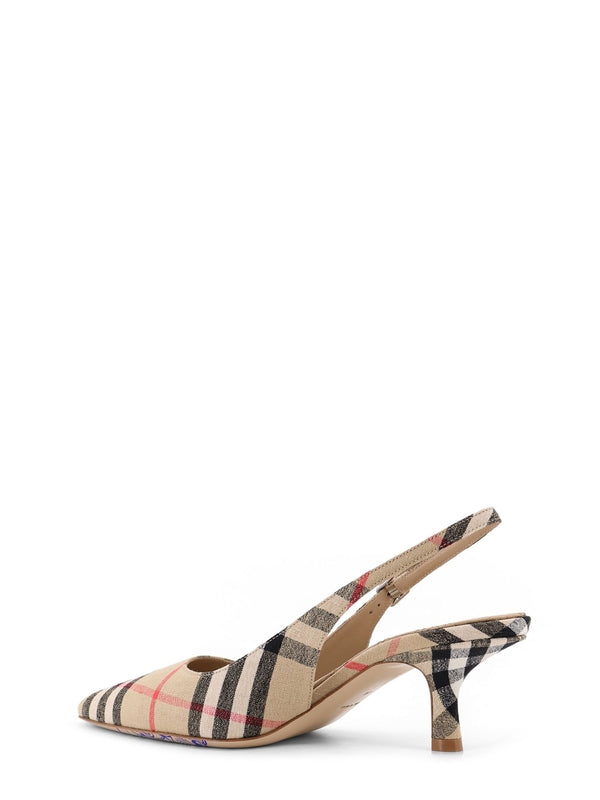 Burberry Beige Checked Slingback Heels