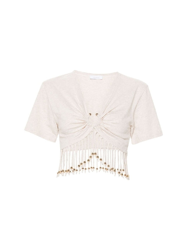 Beaded Embellished Crop T-Shirt