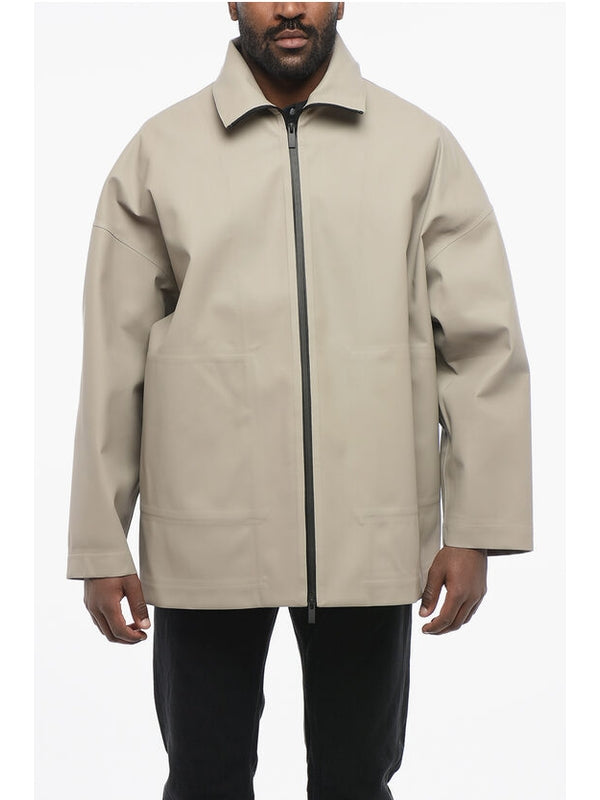 Zip-up Monochrome Nylon Windbreaker Jackets