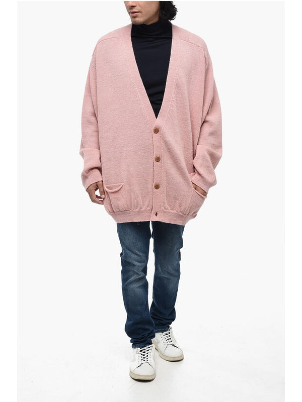 Back Logo Jacquard Wool Cardigan