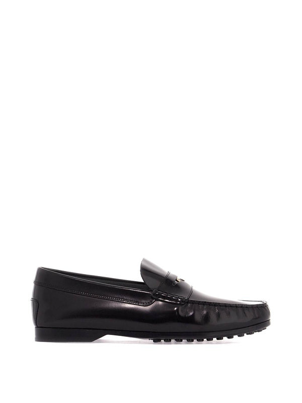 T Metal Logo Leather Loafers