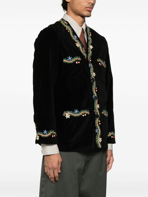 Flower Embroidered Cotton Jacket