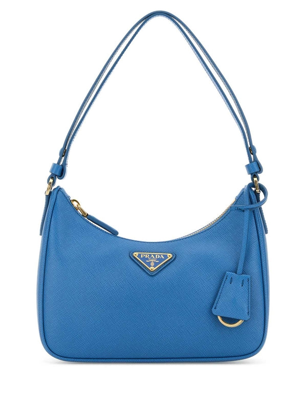 Triangle logo saffiano leather shoulder
  bag