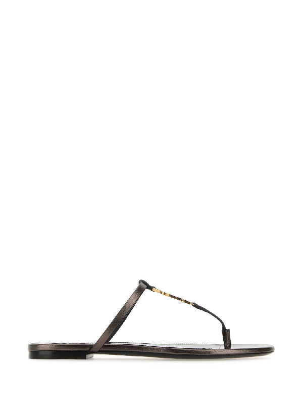 Cassandre Metal Logo Lambskin Sandals