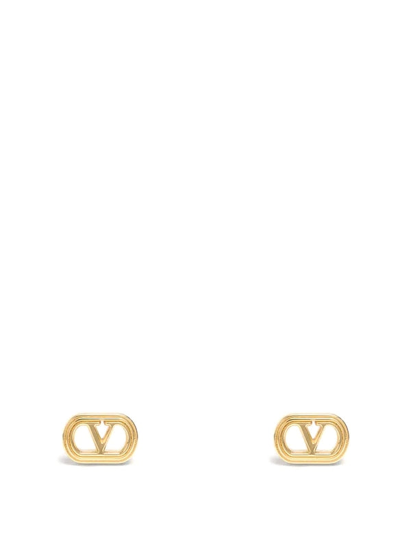 V Logo Goldtone Earrings