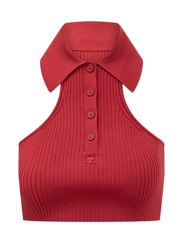 Navy Ribbed Sleeveless Top