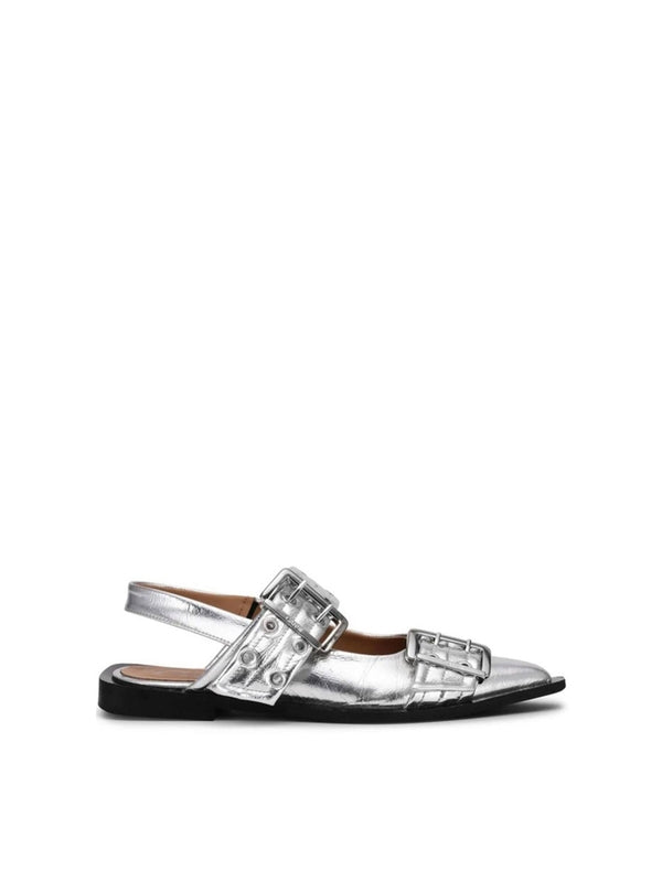 Metallic Slingback Flat Shoes