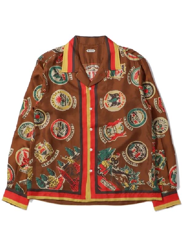 BODE - Multi Pattern Printing Silk Shirt - Jente