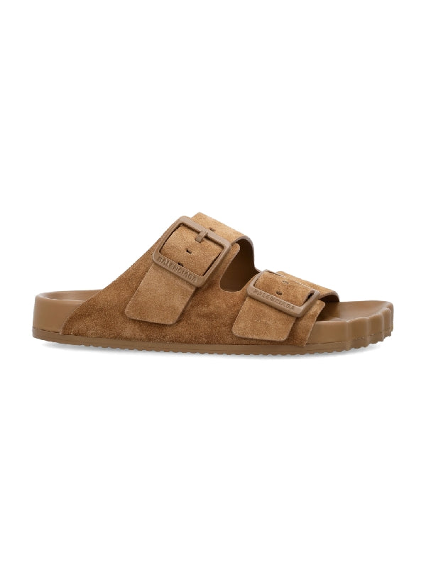 BALENCIAGA - Sunday Logo Buckle Suede Sandal - Jente