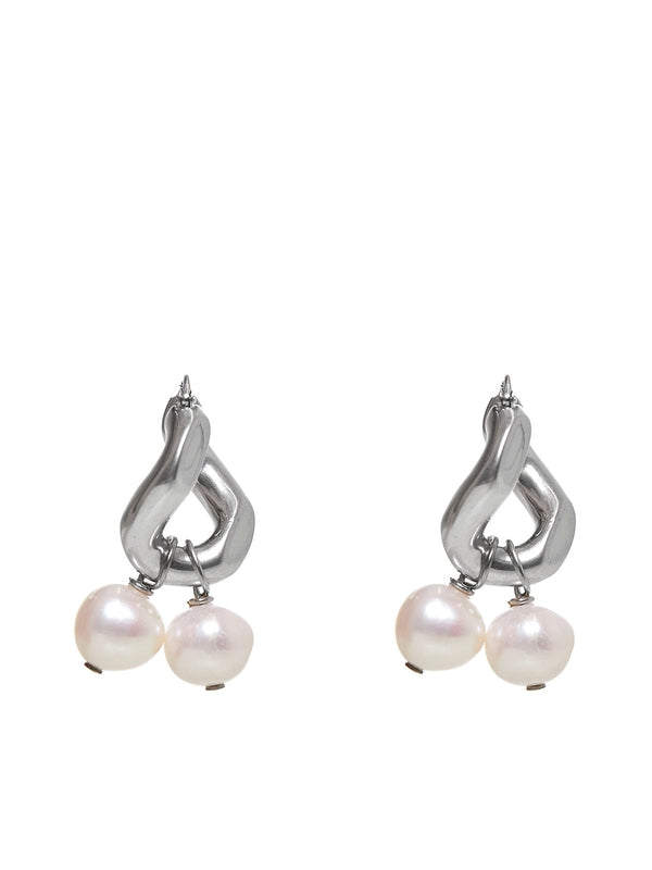 Pearl Drop Hoop Earrings