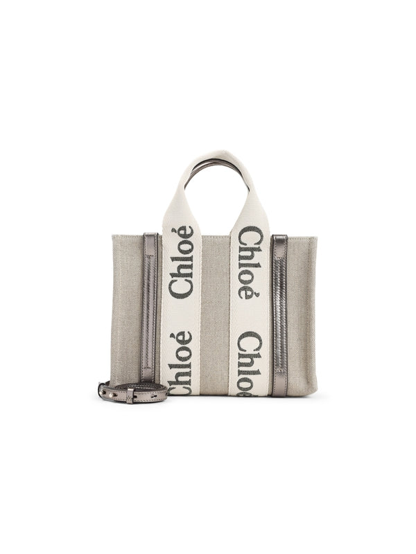 Woody Logo Linen Tote Bag