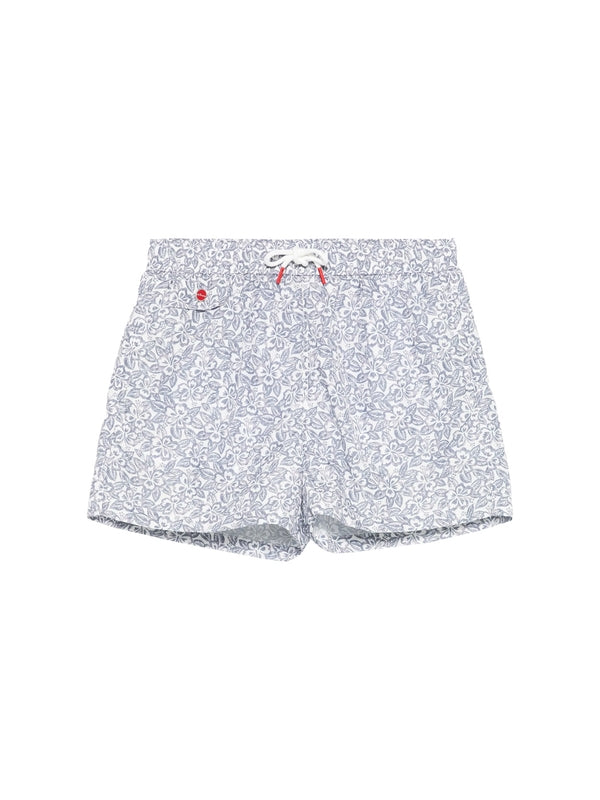 Drawstring Allover Printing Swim Shorts