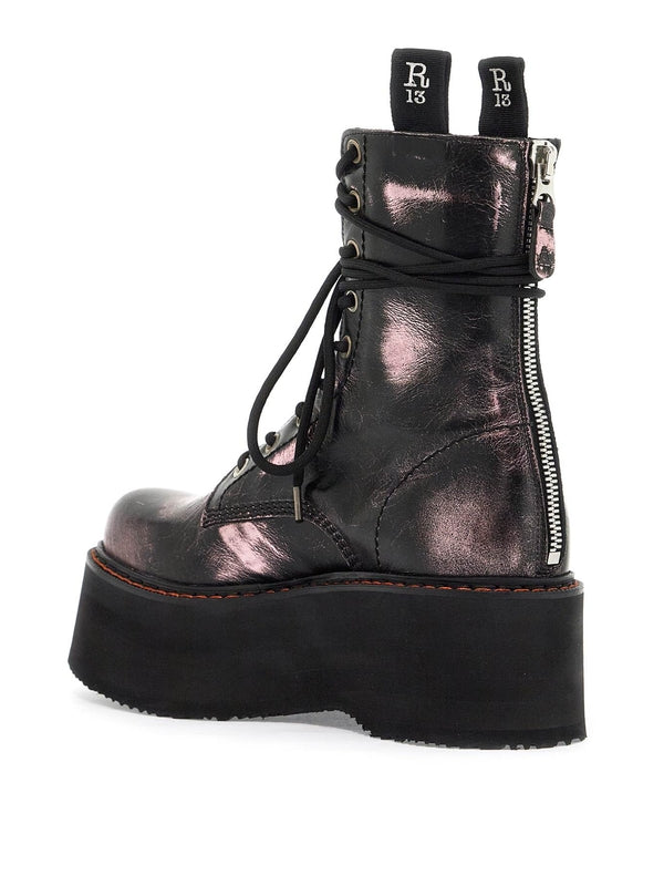 Metallic Detail Lace-Up Boots