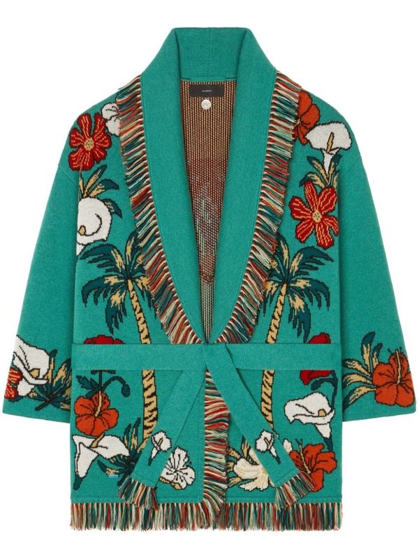 Flower Jacquard Cashmere Cardigan