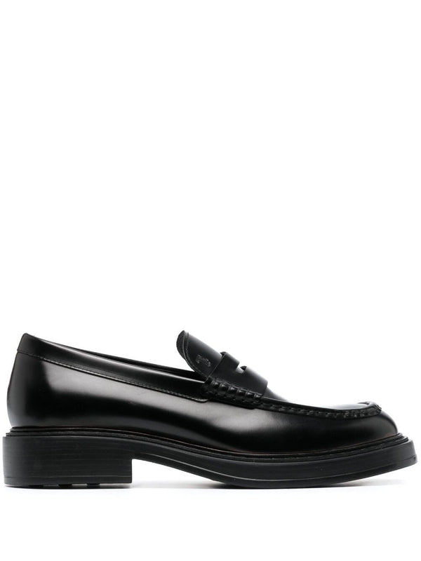 Black Leather Penny Loafers