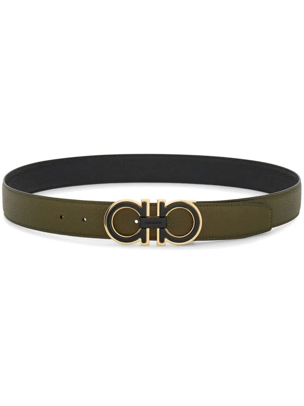 Double Gancini Reversible Leather Belt