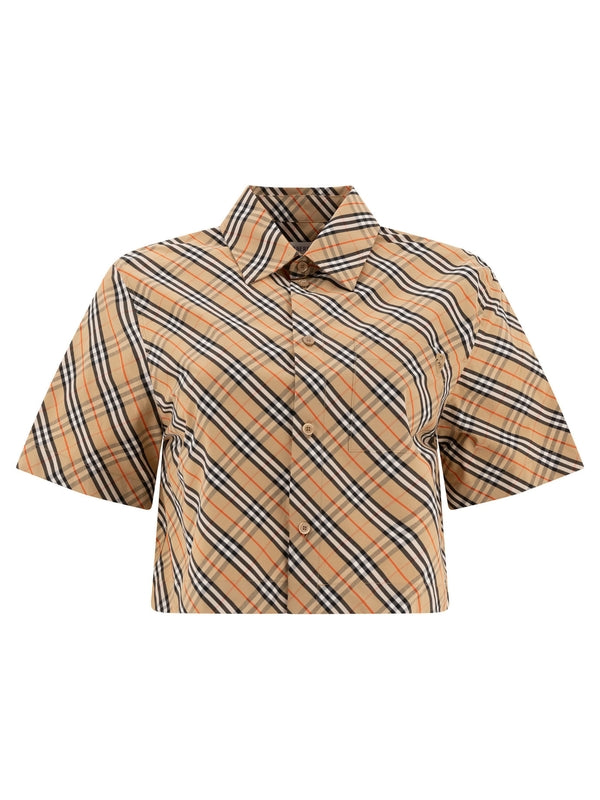 Vintage Check Cropped Short Sleeve Shirt