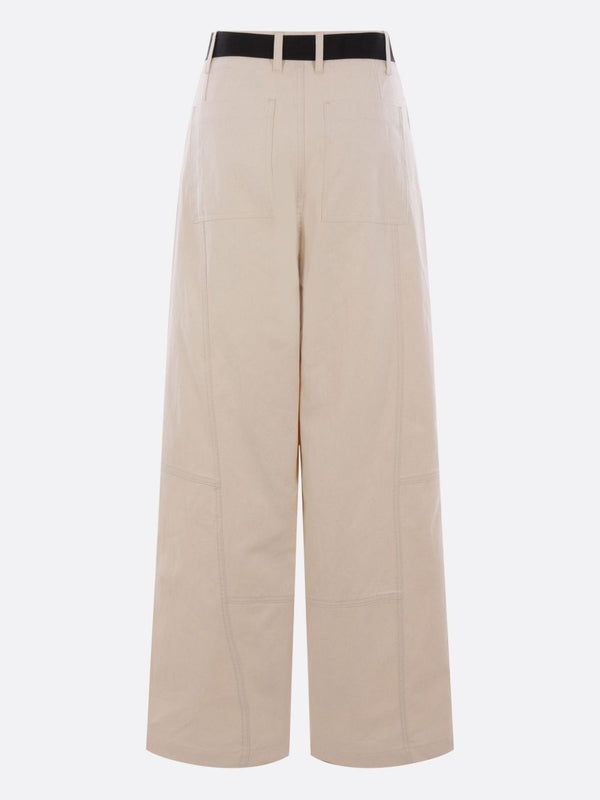 Belted Cotton Wide Pants