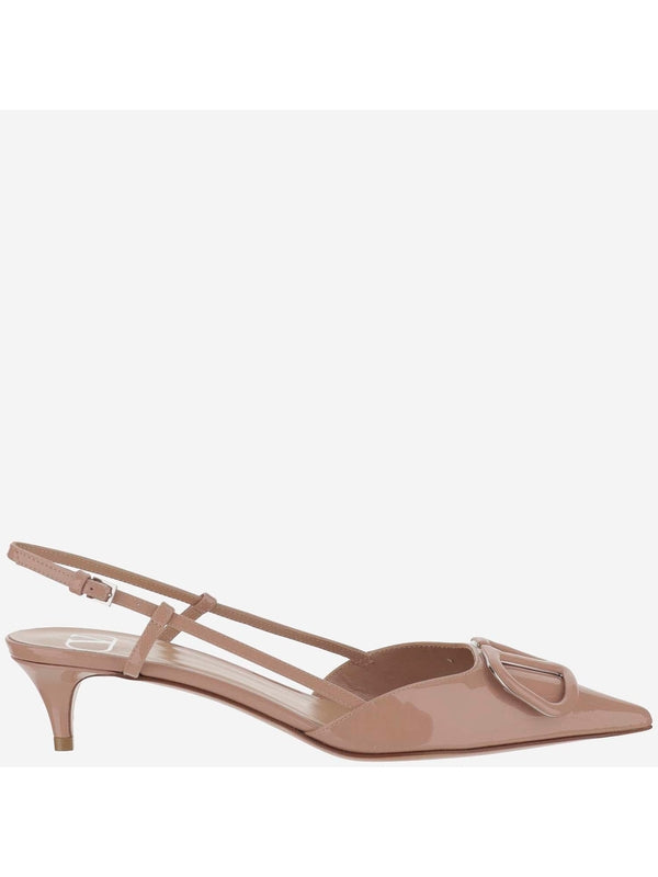 V Logo Patent Leather Slingback Sandal Heels