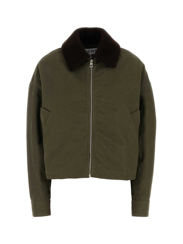 Anagram Logo Shearling Collar Cotton Jacket