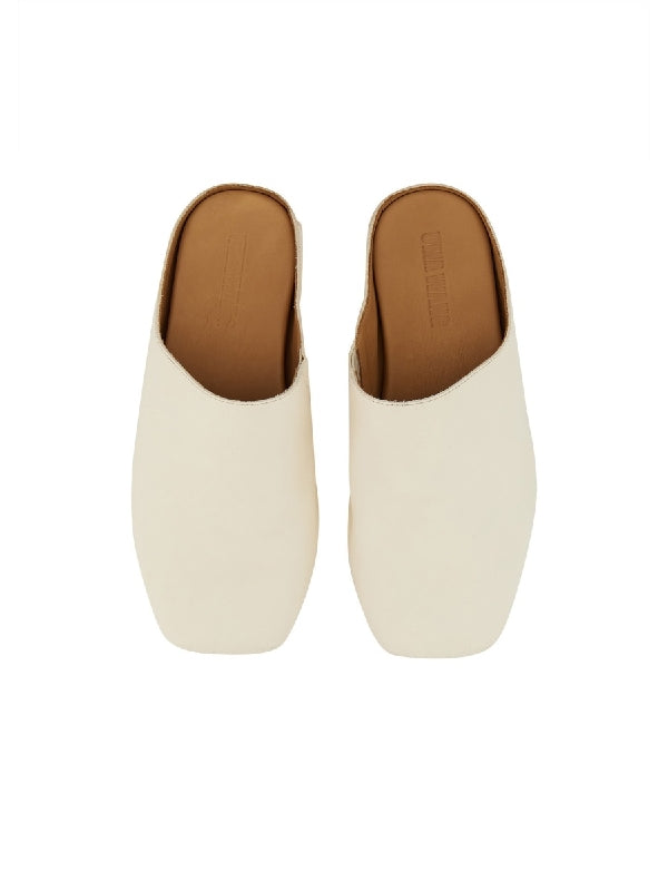 White Square Toe Mules