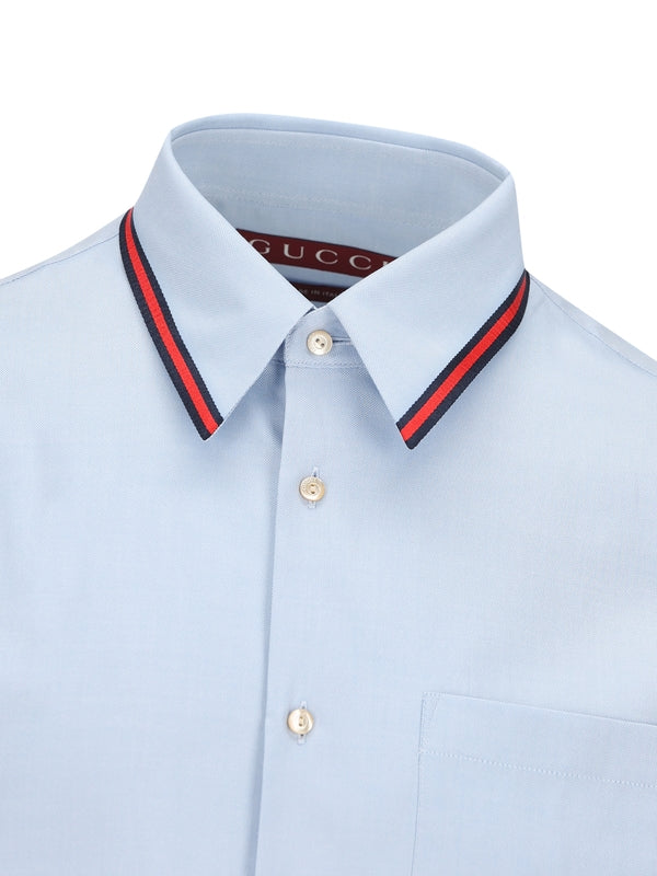 Web Stripe Collar Cotton Shirt