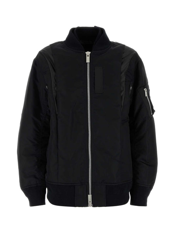 Panel Detail Nylon Bomber Jacket