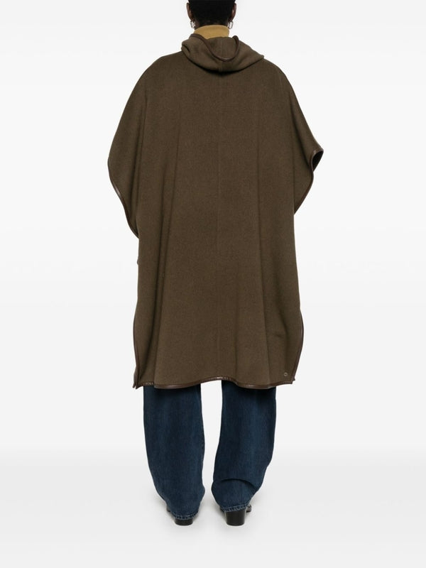 Brown Wool Cashmere Hooded Cape