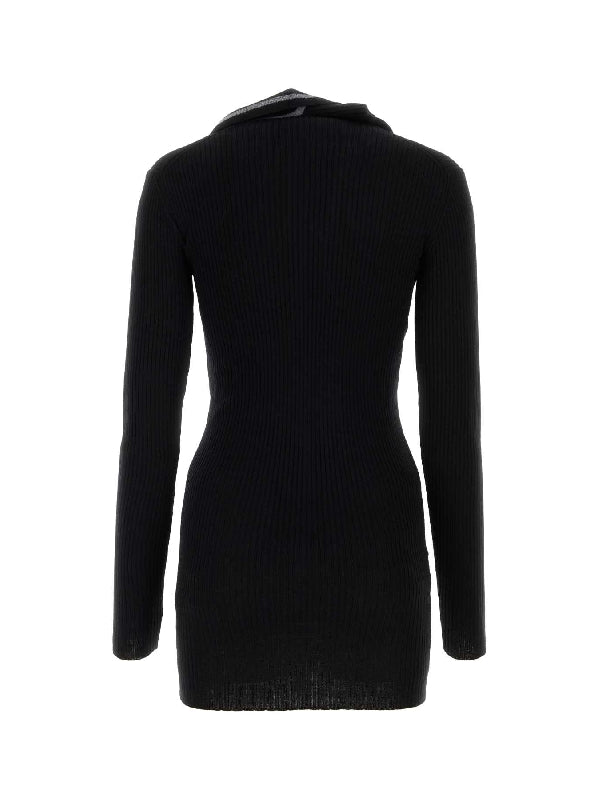 Half Zip Neck Cutout Embellished Dress