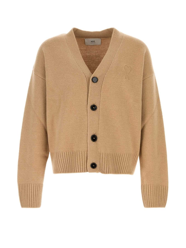 Vネックウールカシミアカーディガン