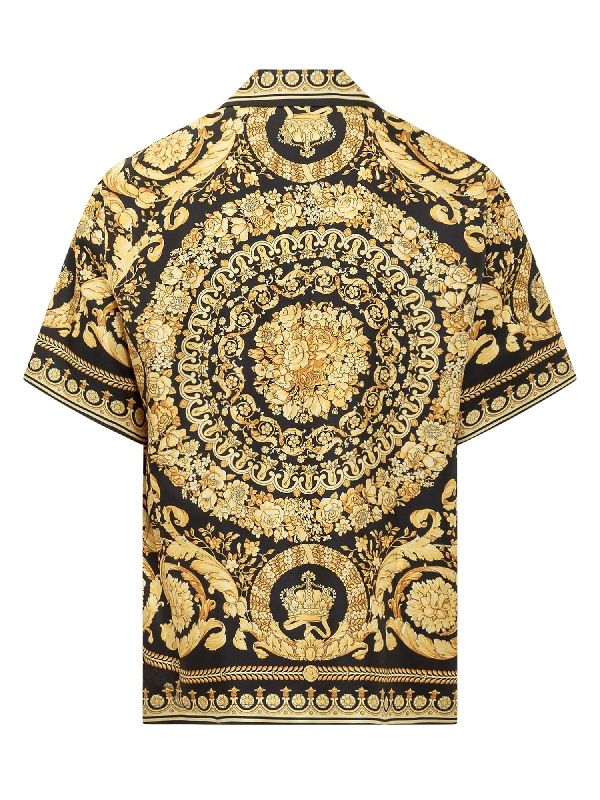 Allover Baroque Silk Short Sleeve Shirt