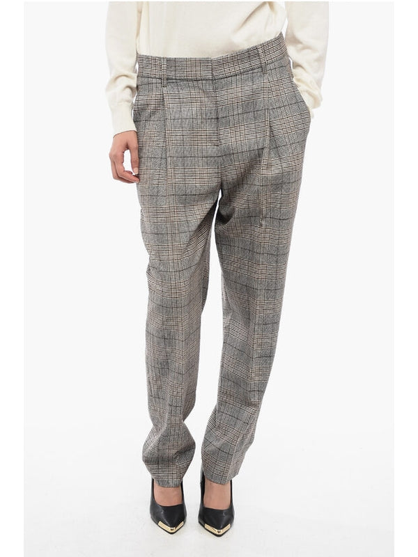 Check Pattern Wool Cotton Tailored Pants