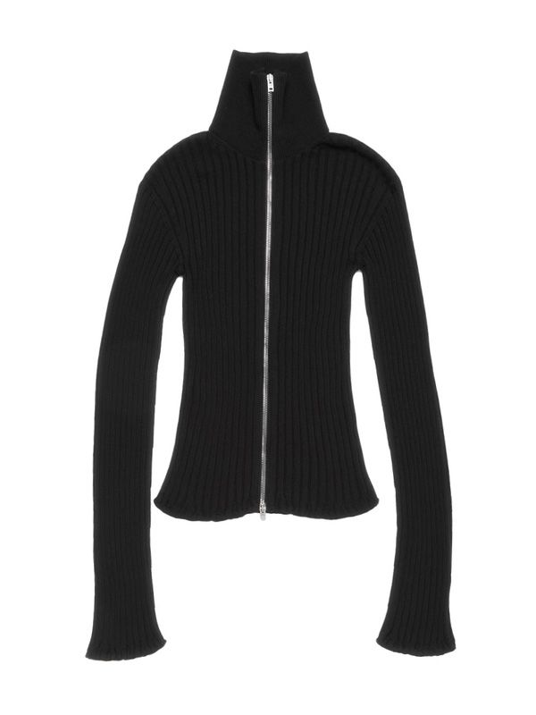 High Neck Zip
  Ribbed Cardigan