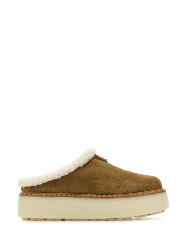Triangle Logo Shearling Suede Blucher