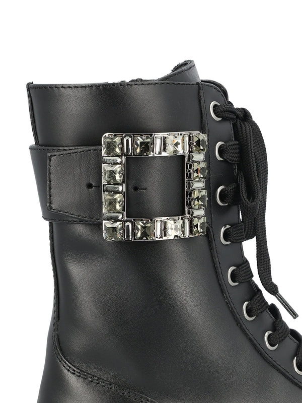 Crystal Buckle Lace-up Shoes - Jente