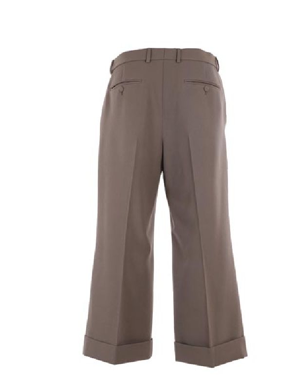 Wool Wide Turn-Up Pants